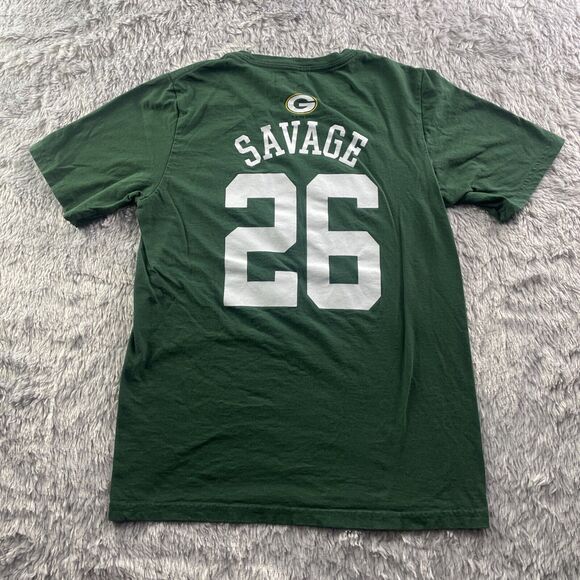 Green Bay Packers Shirt Youth Large Green Yellow White Darnell Savage Jr NFL - Picture 6 of 8